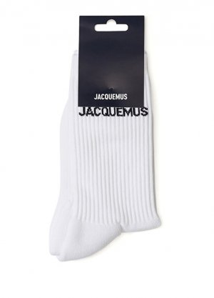 Белые женские носки из жаккарда с логотипом Jacquemus