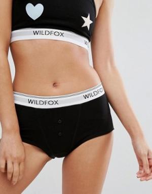 Трусики-шорты с логотипом Wildfox. Цвет: черный