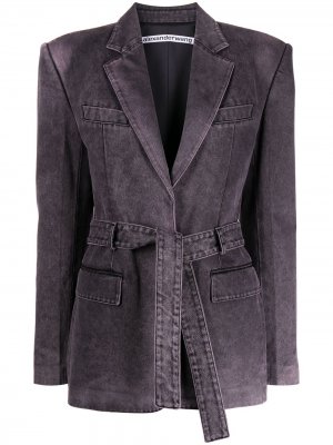 Джинсовый пиджак с поясом Alexander Wang. Цвет: фиолетовый