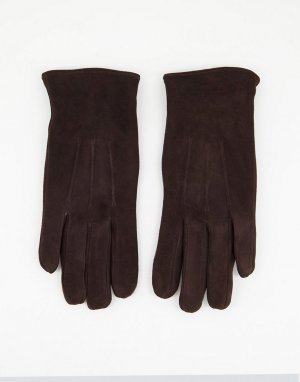 Коричневые замшевые перчатки -Коричневый цвет Barneys Originals