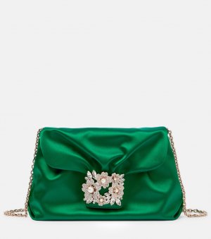 Атласная сумка на плечо Bouquet с декором , зеленый Roger Vivier