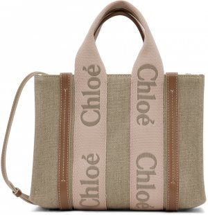 Бежевая маленькая сумка-тоут Woody Chloe Chloé