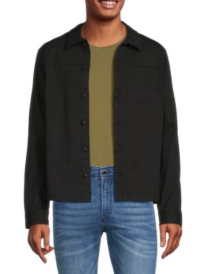 Однотонная куртка-рубашка из твила, черный Kenneth Cole