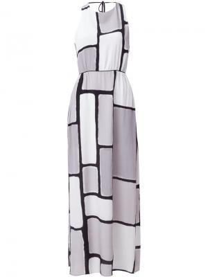 Длинное платье с геометрическим принтом Halston Heritage. Цвет: чёрный