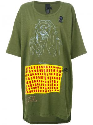 Patch slouched T-shirt Bernhard Willhelm. Цвет: зелёный