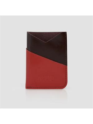 Картхолдер карман комбинированный IN.HAND. Цвет: темно-бордовый, красный