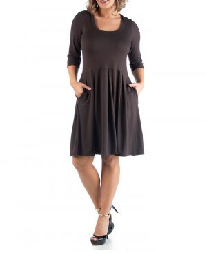 Женское платье больших размеров с расклешенной юбкой 24seven Comfort Apparel, коричневый Apparel