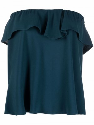 Блузка с открытыми плечами и оборками Société Anonyme. Цвет: зеленый