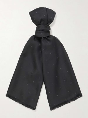 Шелковый шарф в горошек, черный Favourbrook