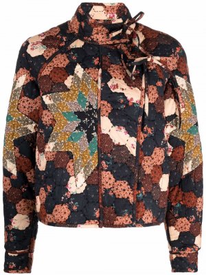 Стеганая куртка с цветочным принтом Ulla Johnson. Цвет: бежевый