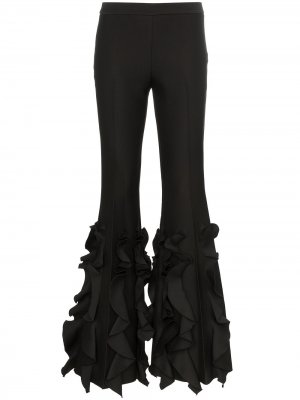 Расклешенные брюки с завышенной талией и оборками Giambattista Valli. Цвет: черный