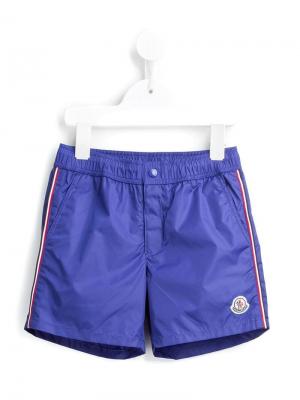 Striped trim swim shorts Moncler Kids. Цвет: синий