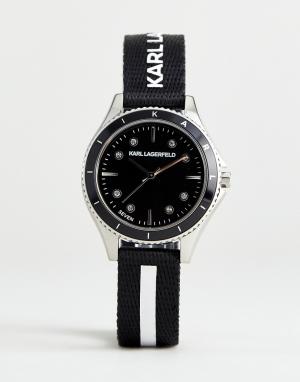 Черные женские часы с плетеным ремешком и белым логотипом KL1643-Черный Karl Lagerfeld