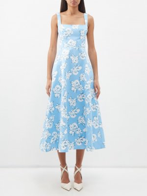 Платье миди shilow из тафты с цветочным принтом , синий Emilia Wickstead