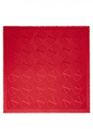 Жаккардовая женская шерстяная шаль с красным логотипом Valentino Garavani