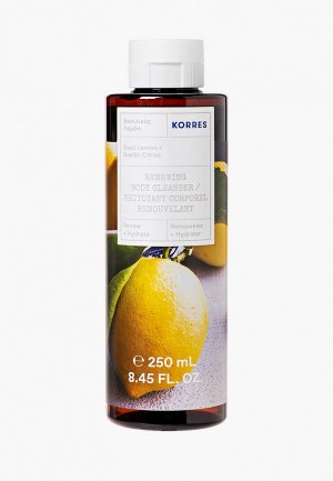 Гель для душа Korres базилик и лимон, 250 мл. Цвет: прозрачный