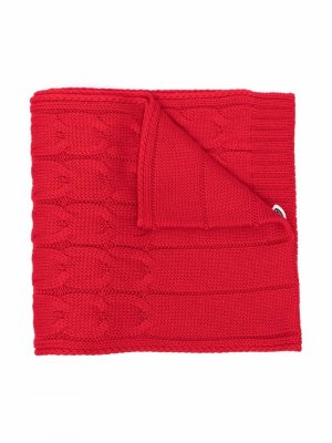 Шарф фактурной вязки с нашивкой-логотипом Moncler Enfant. Цвет: красный