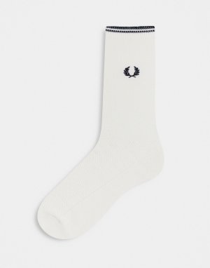 Белые носки с логотипом и окантовкой -Белый Fred Perry