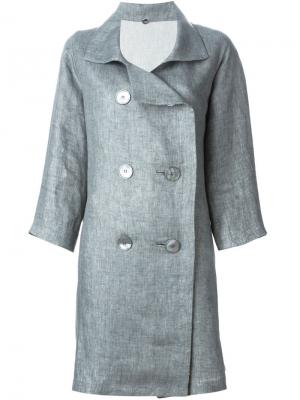 Двубортное пальто N_8. Цвет: серый