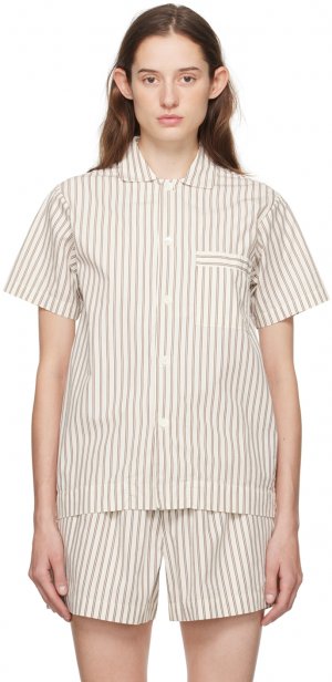 Бело-коричневая пижамная рубашка с короткими рукавами , цвет Hopper stripes Tekla