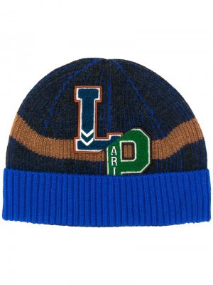Вязаная шапка с логотипом Lanvin. Цвет: синий