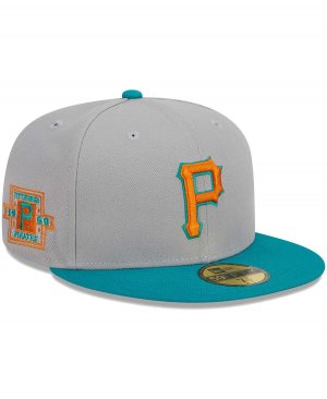 Мужская серо-бирюзовая приталенная шляпа Pittsburgh Pirates 59FIFTY NEW ERA