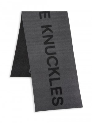 Шарф из смеси шерсти и кашемира с контрастным логотипом , черный Moose Knuckles
