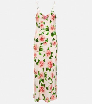 Платье-комбинация из шелка с цветочным принтом RODARTE, розовый Rodarte
