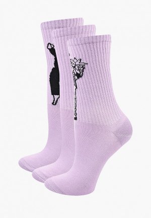 Носки 3 пары bb socks. Цвет: фиолетовый