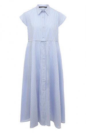 Хлопковое платье Pietro Brunelli. Цвет: голубой