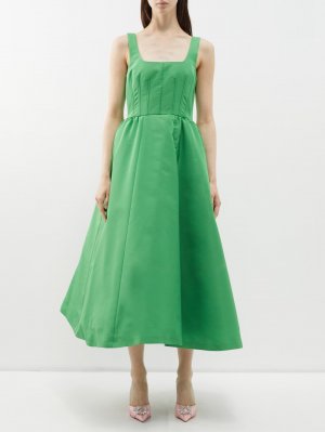 Платье из шелкового фай с квадратным вырезом , зеленый Carolina Herrera