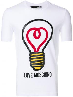 Футболка с принтом лампочки Love Moschino. Цвет: белый