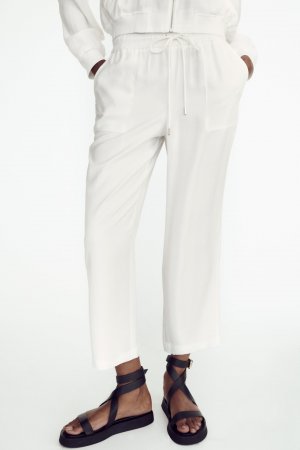 Прямые пижамные брюки Zara, устричный белый ZARA