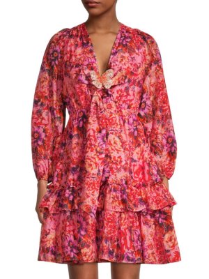 Мини-платье Tara из шелковой смеси с цветочным принтом , цвет Punch Multi Ungaro