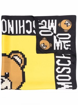 Шелковый платок с принтом Teddy Bear Moschino. Цвет: желтый