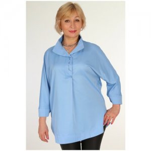 Блуза , нарядный стиль, свободный силуэт, укороченный рукав, размер 50, голубой Dianur. Цвет: горчичный