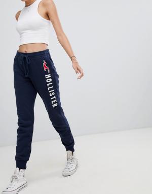 Классические спортивные штаны с логотипом Hollister. Цвет: темно-синий