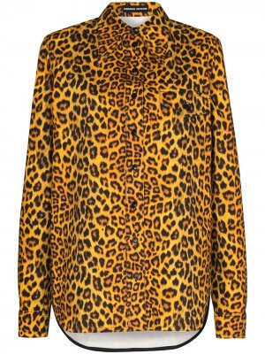 Джинсовая рубашка с леопардовым принтом Kwaidan Editions. Цвет: желтый