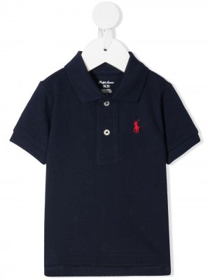 Рубашка поло с вышитым логотипом Ralph Lauren Kids. Цвет: синий