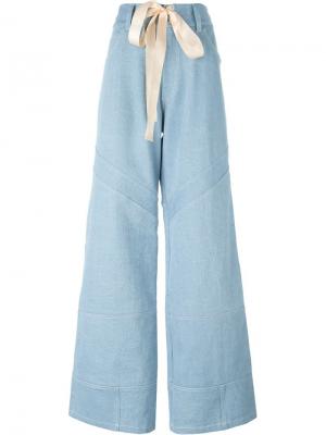 Лоскутные джинсы Nicopanda. Цвет: синий