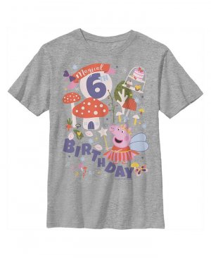 Футболка для мальчика Волшебная свинка Пеппа на 6-й день рождения , серый Hasbro