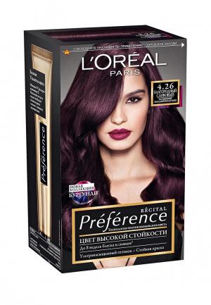 Краска для волос LOreal Paris L'Oreal Preference, оттенок 4.26, Благородный Сливовый. Цвет: фиолетовый