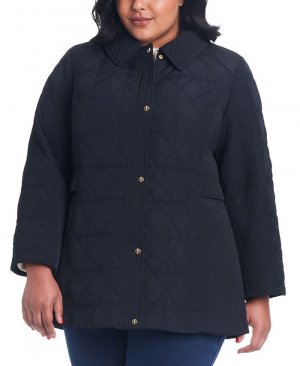 Женское стеганое пальто больших размеров с капюшоном Jones New York, цвет Black YORK