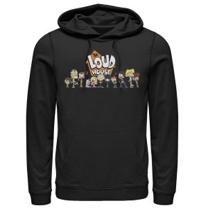 Мужская худи с графическим логотипом Loud House Cast In A Row, Black , черный Nickelodeon