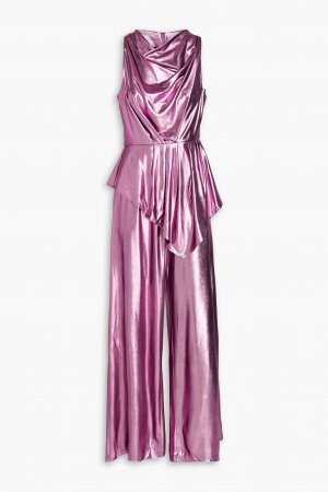 Ainsley: комплект из драпированного трикотажного топа металлизированного цвета и широких брюк , розовый Elliatt