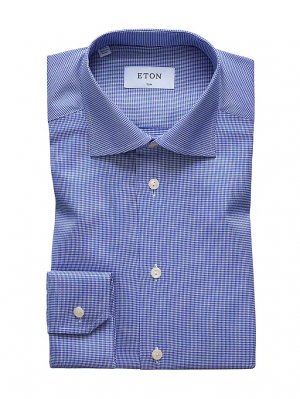 Классическая рубашка узкого кроя с узором «гусиные лапки» , синий Eton