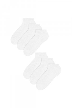 6 пар низких спортивных носков с мягкой подкладкой до щиколотки из 100 % хлопка , белый Steven