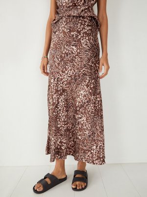 Simone Обтягивающая юбка-миди-комбинация, коричневый hush