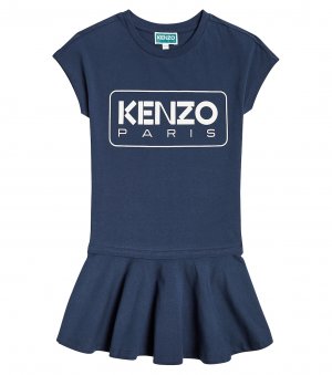 Хлопковое платье с логотипом , синий Kenzo