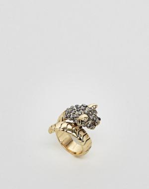 Кольцо в форме змеи с камнями Monki. Цвет: золотой